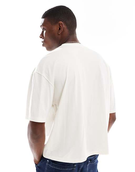 ASOS DESIGN Oversized Boxy Washed T-shirt With Summer Graphic In Off White