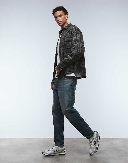 ASOS DESIGN Oversized Brushed Check Shirt In Black