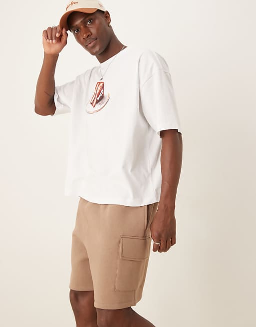 ASOS DESIGN Oversized Cargo Short In Beige