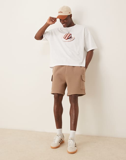 ASOS DESIGN oversized cargo short in beige
