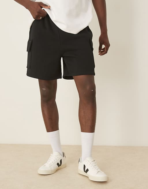 ASOS DESIGN oversized cargo short in black