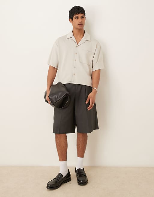 ASOS DESIGN oversized co ord in beige scuba