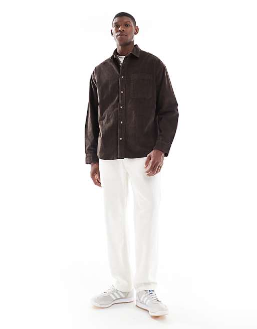 ASOS DESIGN Oversized Cord Shirt In Brown