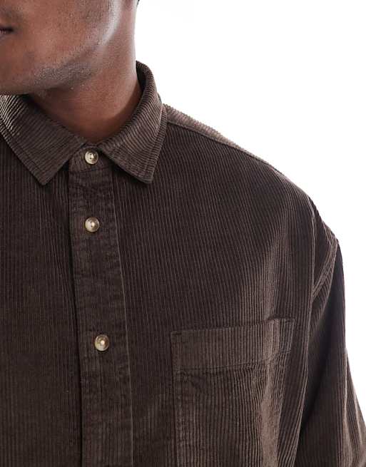 ASOS DESIGN Oversized Cord Shirt In Brown