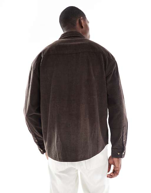 ASOS DESIGN Oversized Cord Shirt In Brown