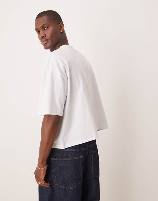 ASOS DESIGN Oversized Cropped T-shirt In White With Italy Graphic