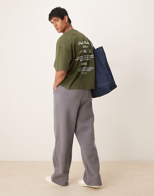 ASOS DESIGN oversized drop shoulder t-shirt with print in dark green