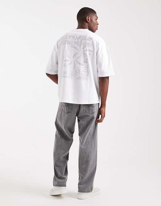 ASOS DESIGN Oversized Dropped Shoulder T-shirt With Print In White