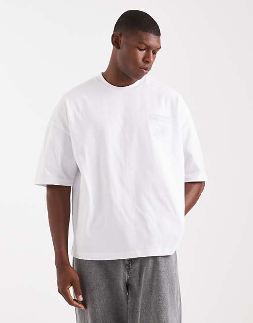 ASOS DESIGN Oversized Dropped Shoulder T-shirt With Print In White