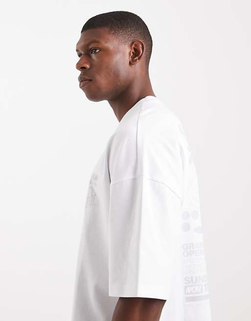 ASOS DESIGN Oversized Dropped Shoulder T-shirt With Print In White