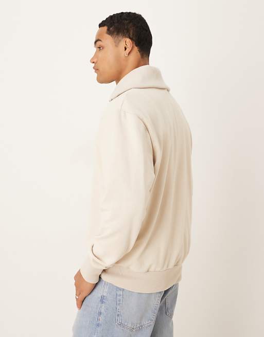 ASOS DESIGN Oversized Funnel Neck Sweatshirt In Stone