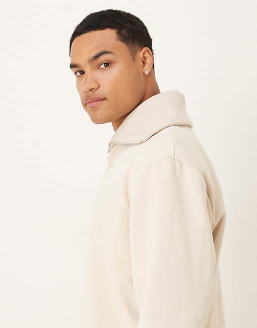 ASOS DESIGN Oversized Funnel Neck Sweatshirt In Stone