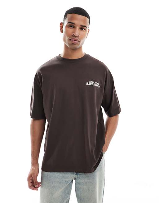 ASOS DESIGN Oversized Graphic T-shirt In Brown