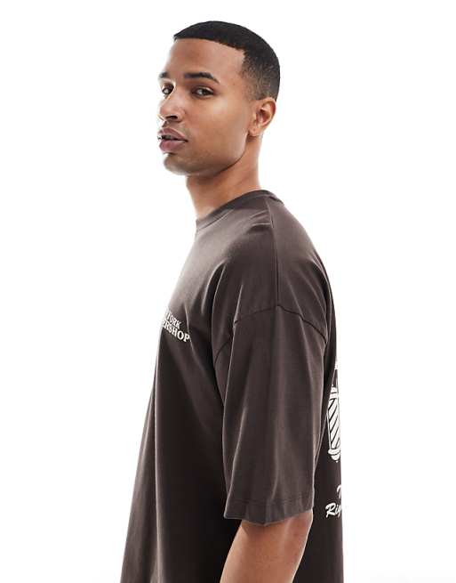 ASOS DESIGN Oversized Graphic T-shirt In Brown