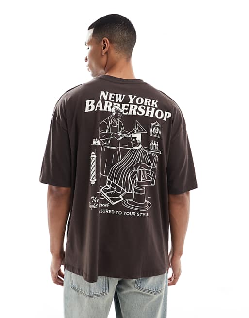 ASOS DESIGN oversized graphic t-shirt in brown