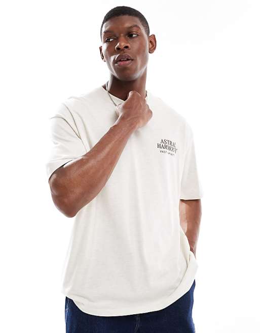ASOS DESIGN Oversized Graphic T-shirt In Oatmeal Marl