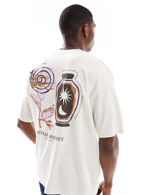 ASOS DESIGN Oversized Graphic T-shirt In Oatmeal Marl