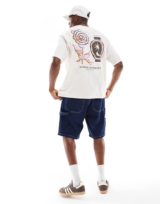 ASOS DESIGN oversized graphic t-shirt in oatmeal marl