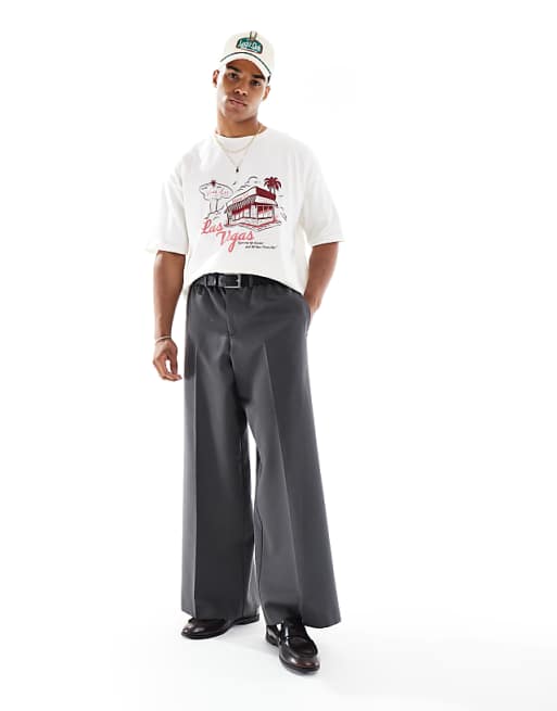 ASOS DESIGN Oversized Graphic T-shirt In Off White