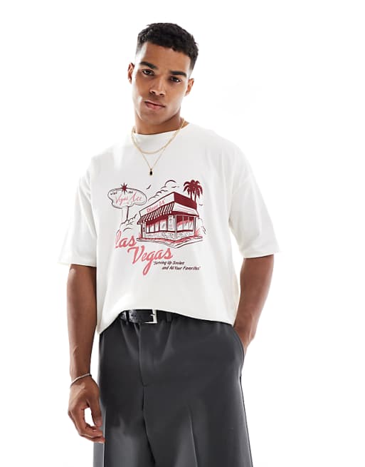 ASOS DESIGN Oversized Graphic T-shirt In Off White