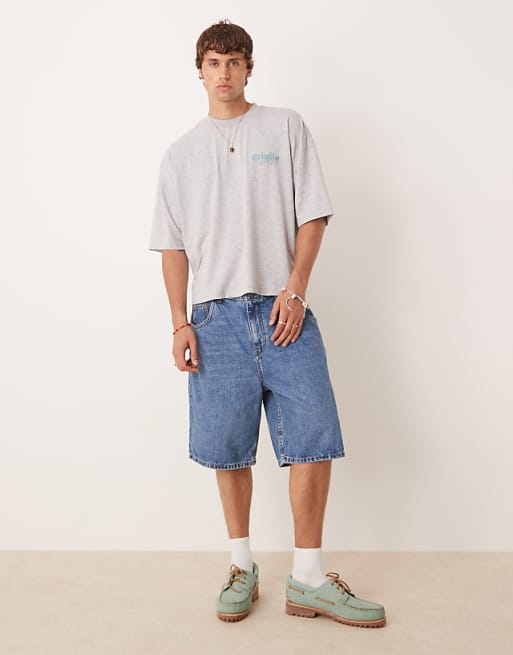 ASOS DESIGN Oversized Heavyweight T-shirt With Back Print In Grey Marl