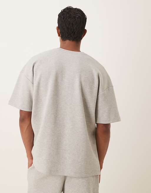 ASOS DESIGN Oversized Heavyweight T-shirt With Embroidery In Grey Marl