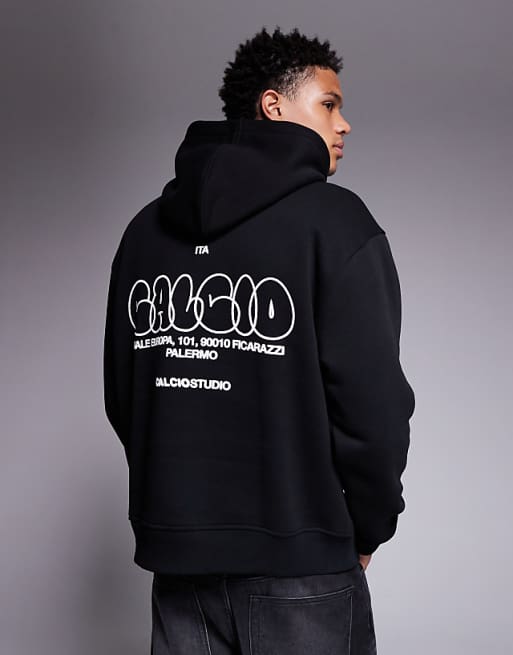 ASOS DESIGN oversized hoodie with bubble print in black