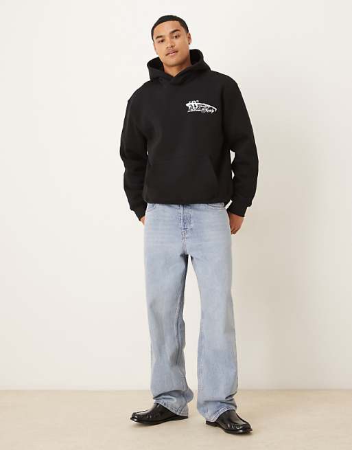 ASOS DESIGN Oversized Hoodie With Chest Print In Black