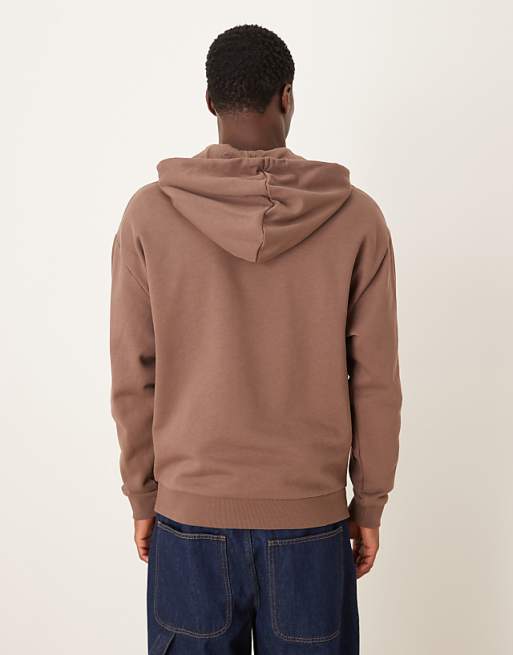ASOS DESIGN Oversized Hoodie With Floral Print In Brown