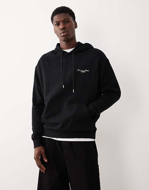 ASOS DESIGN Oversized Hoodie With Floral Print In Black