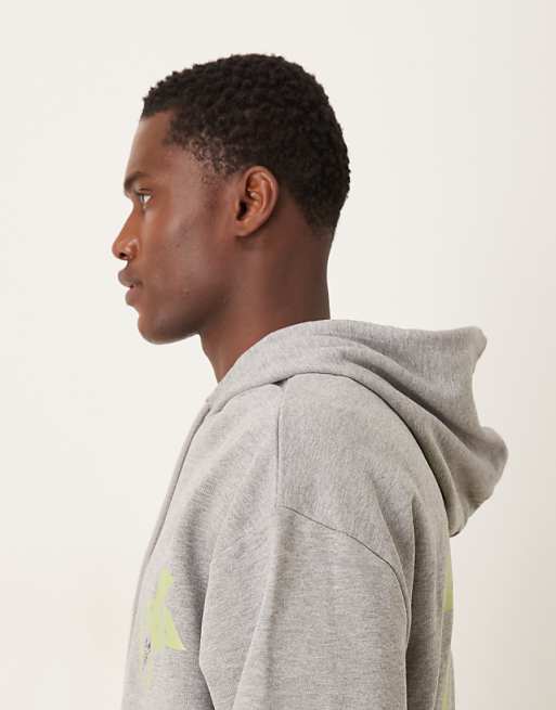 ASOS DESIGN Oversized Hoodie With Fruit Print In Grey Marl