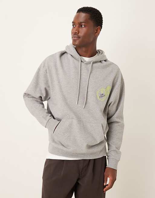 ASOS DESIGN oversized hoodie with fruit print in grey marl
