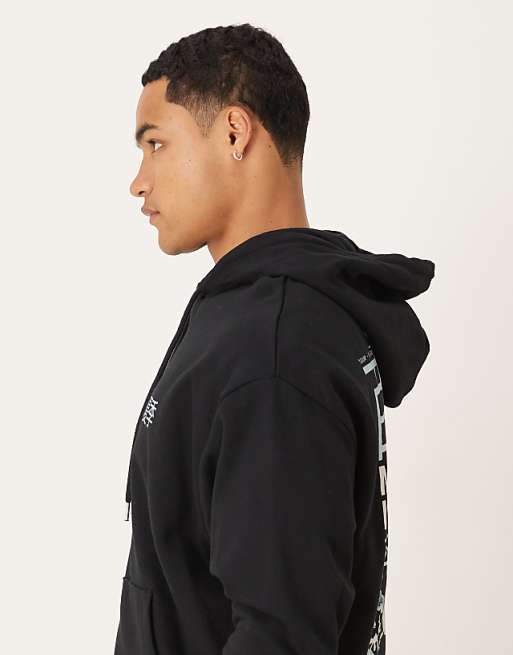 ASOS DESIGN Oversized Hoodie With Souvenir Print In Black