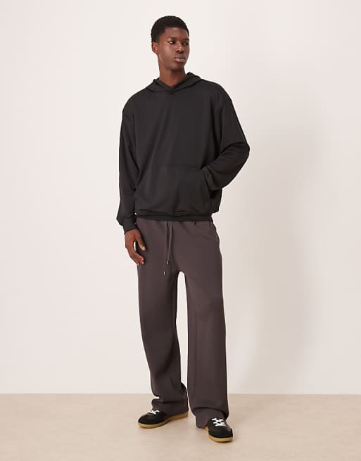 ASOS DESIGN Oversized Hoodie With Text Print In Scuba-style Fabric In Black