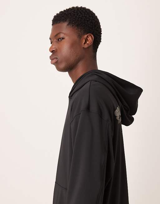 ASOS DESIGN Oversized Hoodie With Text Print In Scuba-style Fabric In Black