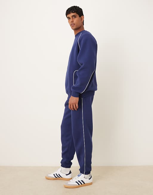 ASOS DESIGN Oversized Jogger With Piping In Blue