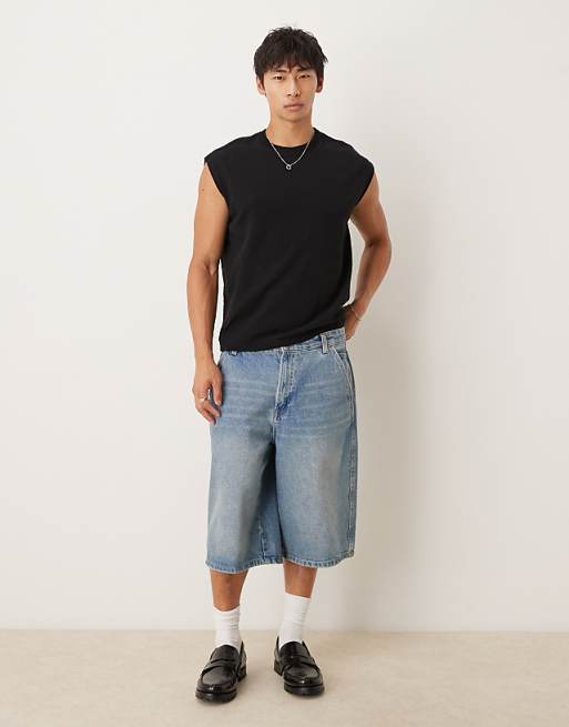 ASOS DESIGN Oversized Knitted Crew Neck Tank In Black