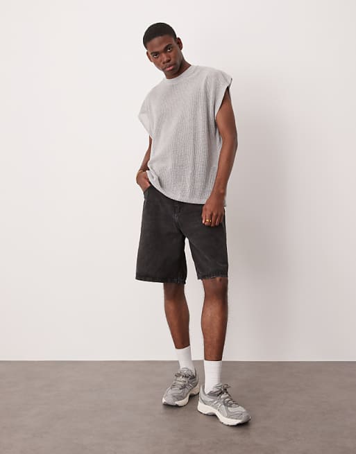 ASOS DESIGN Oversized Knitted Vest With Dropped Shoulder In Grey