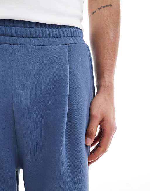 ASOS DESIGN Oversized Long Length Short In Washed Blue