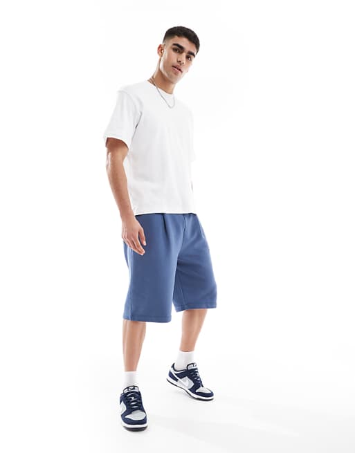ASOS DESIGN oversized long length short in washed blue