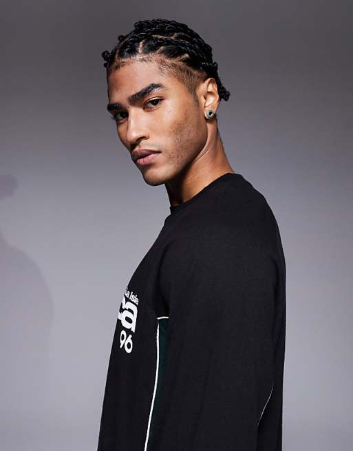ASOS DESIGN Oversized Long Sleeve Cut And Sew T-shirt With Graphic In Black