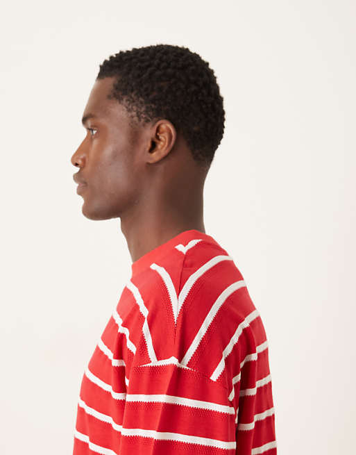 ASOS DESIGN Oversized Long Sleeve T-shirt In Red And White Stripe