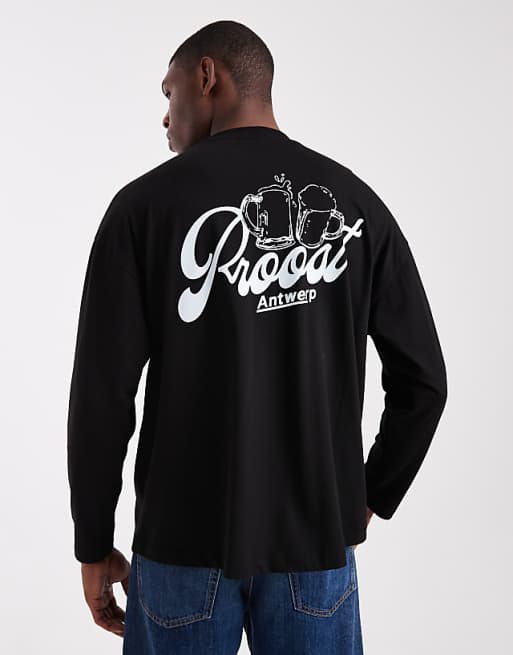 ASOS DESIGN oversized long sleeve t-shirt with back print in black