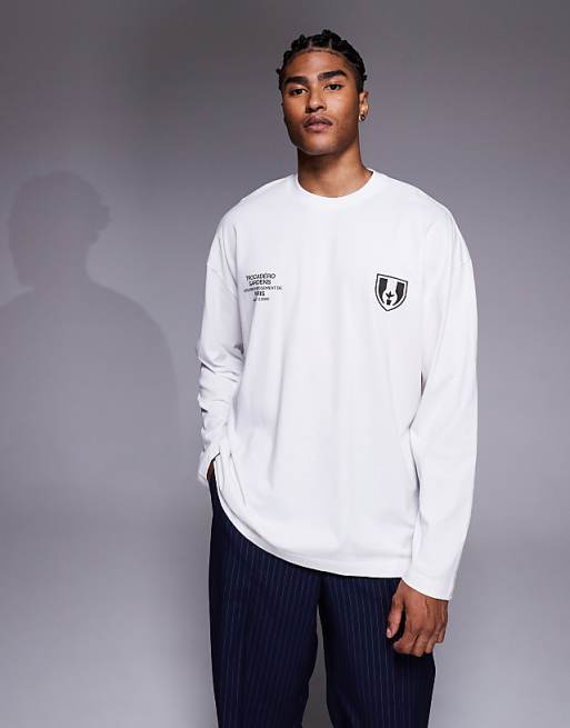 ASOS DESIGN Oversized Long Sleeve T-shirt With City Graphic In White