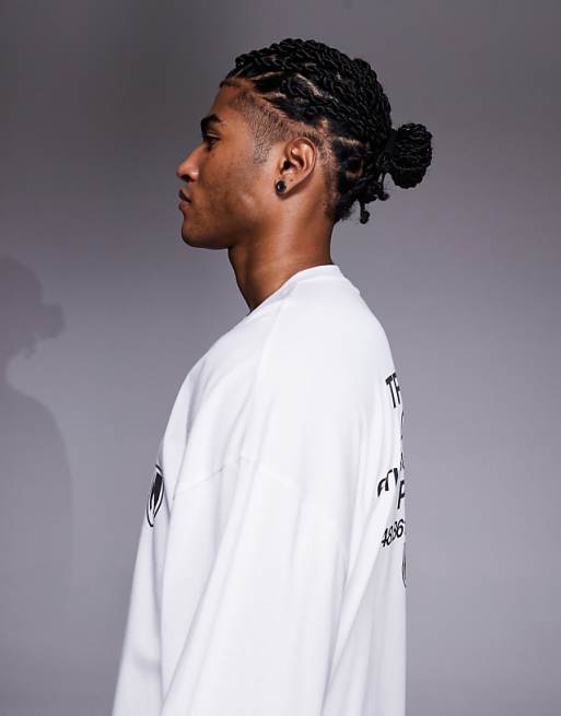 ASOS DESIGN Oversized Long Sleeve T-shirt With City Graphic In White