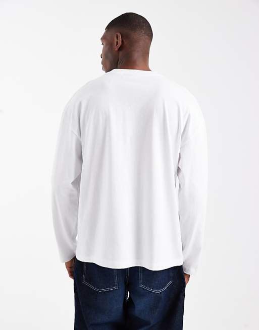 ASOS DESIGN Oversized Long Sleeve T-shirt With Paraiso Graphic In White