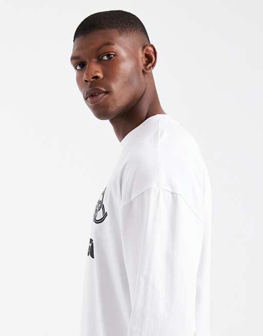 ASOS DESIGN Oversized Long Sleeve T-shirt With Paraiso Graphic In White