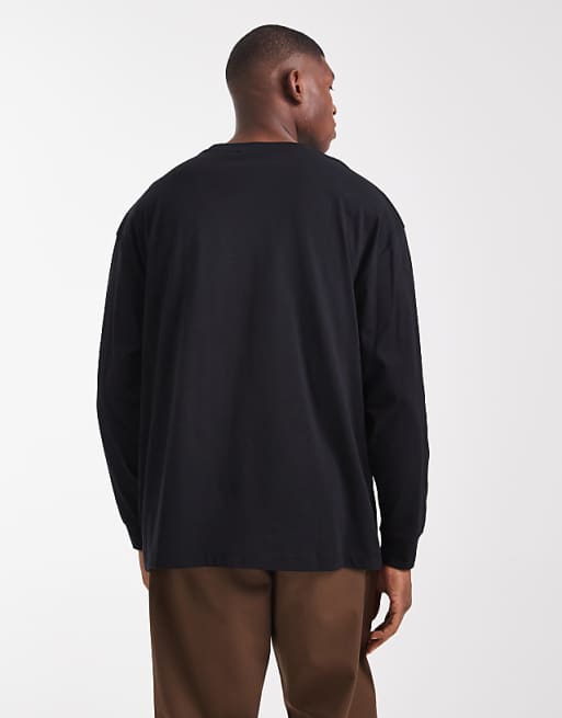 ASOS DESIGN Oversized Long Sleeve T-shirt With Sports Graphic In Black