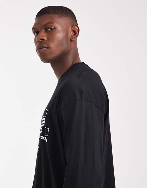 ASOS DESIGN Oversized Long Sleeve T-shirt With Sports Graphic In Black