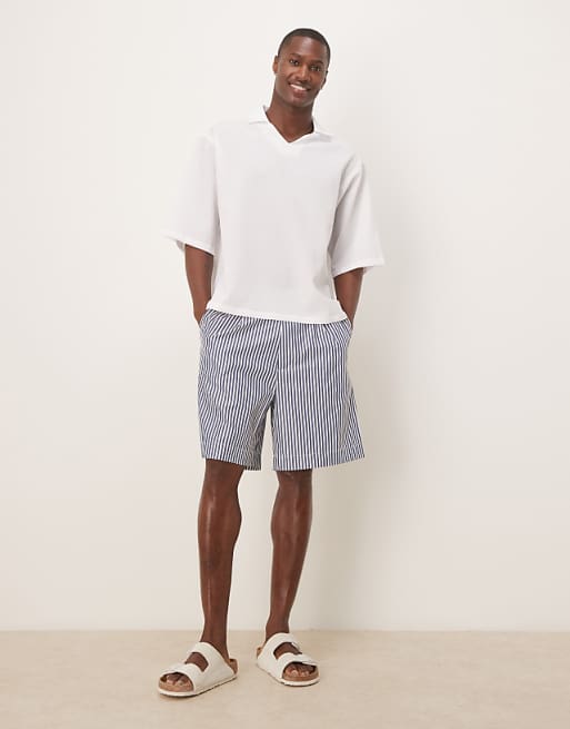 ASOS DESIGN Oversized Overhead Half Sleeve Seersucker Shirt In White